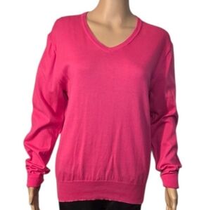 Ralph Lauren Polo Sweater V-Neck Cotton Cashmere Blend Pink Womens Size Medium